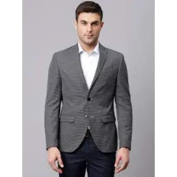 Men Grey Regular Fit Solid Formal Blazer 